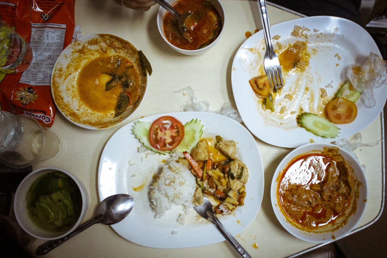 Table of food Thai sleeper train