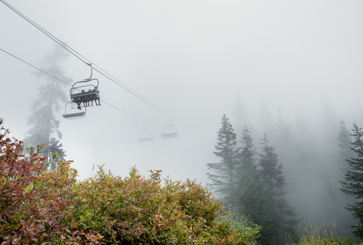 Foggy skilift on Grouse Mountain