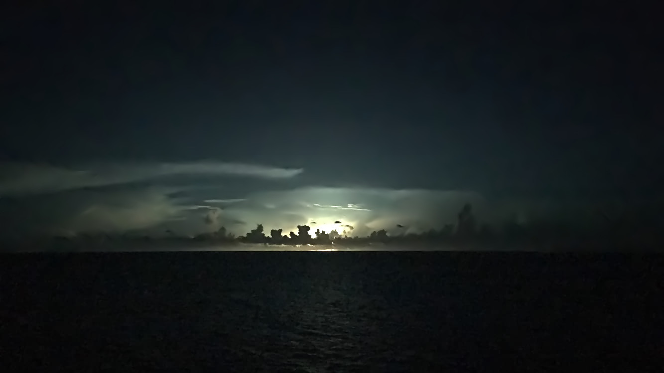 Lightning at sea, view from the Adonia