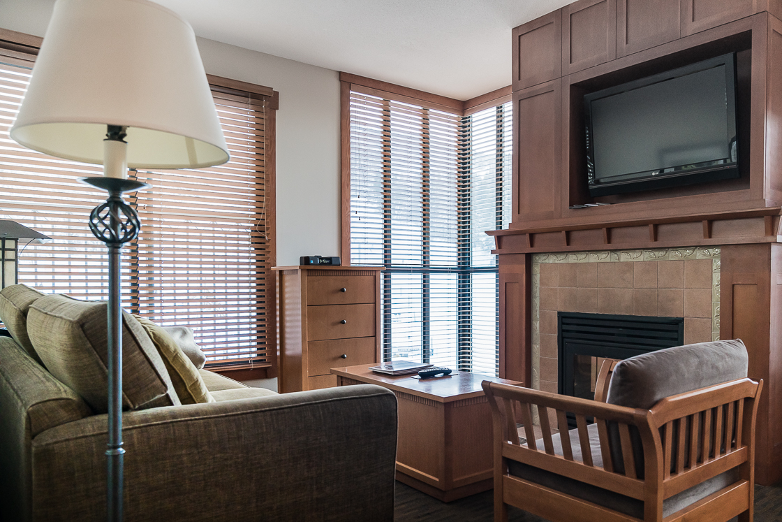 Living room at the Pan Pacific Whistler Mountainside Hotel