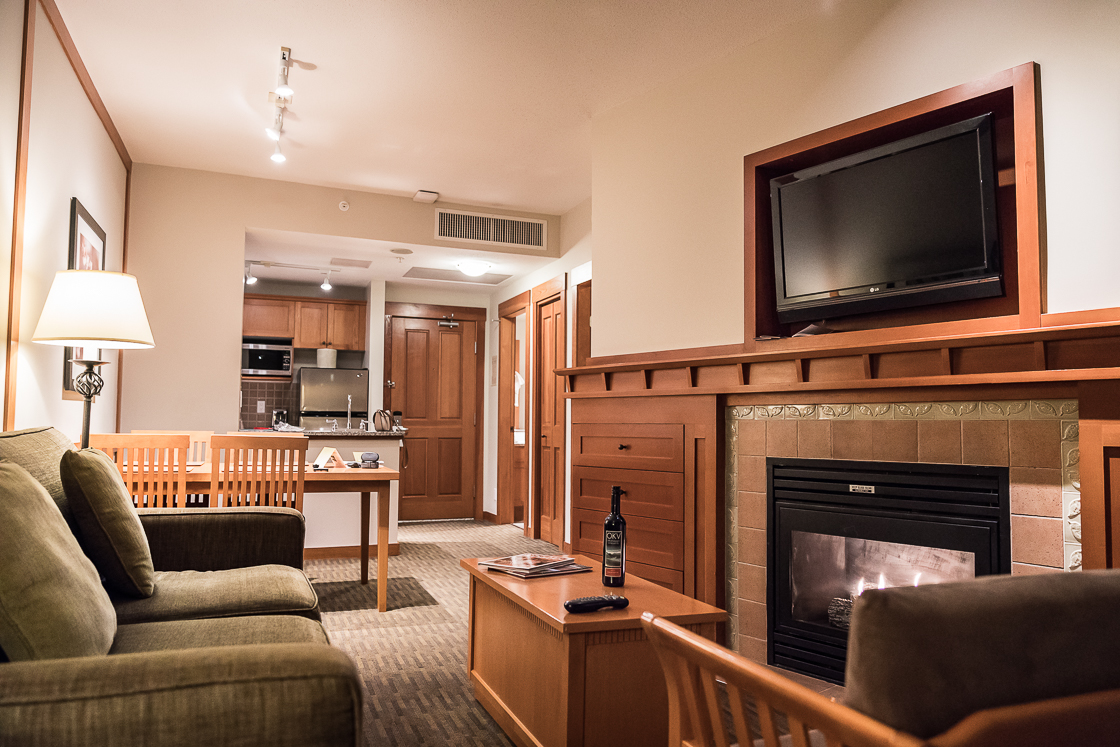 Living room one bedroom suite Pan Pacific Whistler Hotel