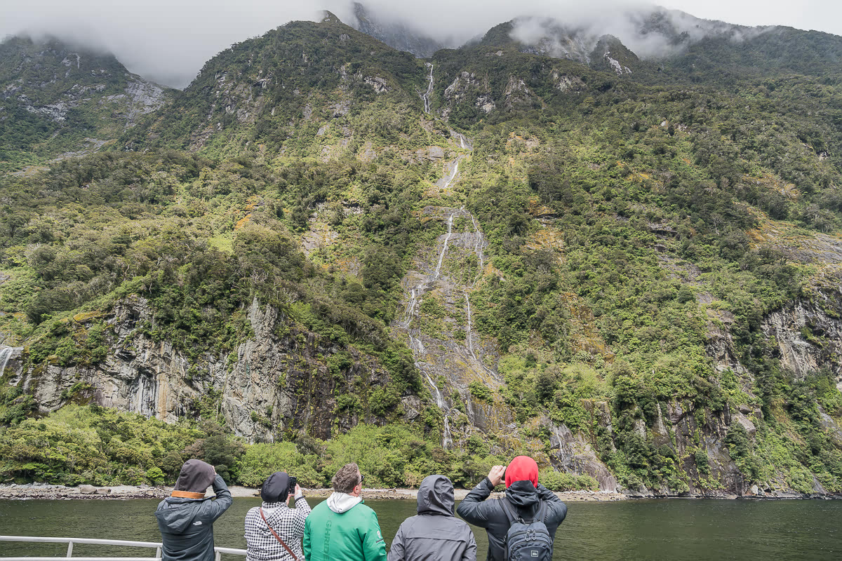 Milford Sound waterfalls scenic cruise