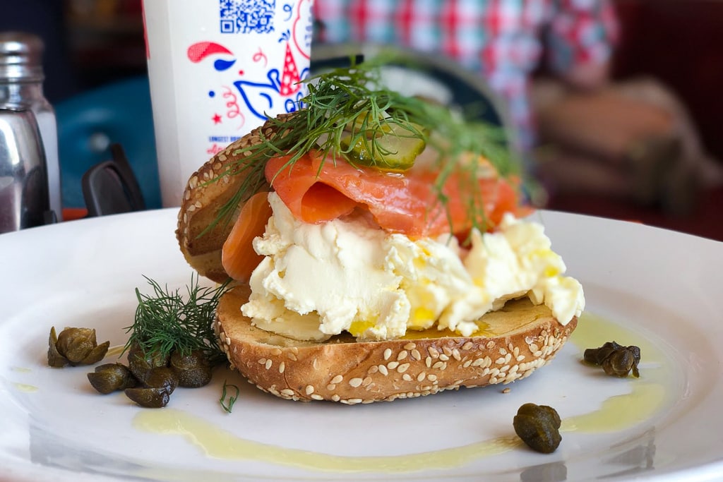 Salmon bagel brunch wellington