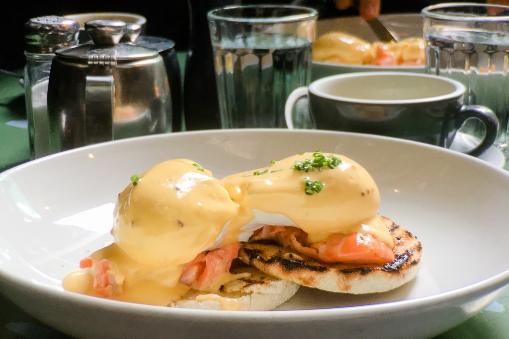 Salmon eggs benedict brunch Wellington