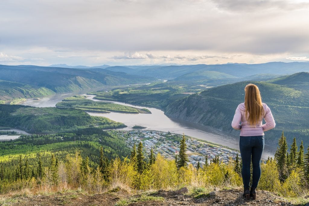 Looking out over Dawson City Yukon road trip