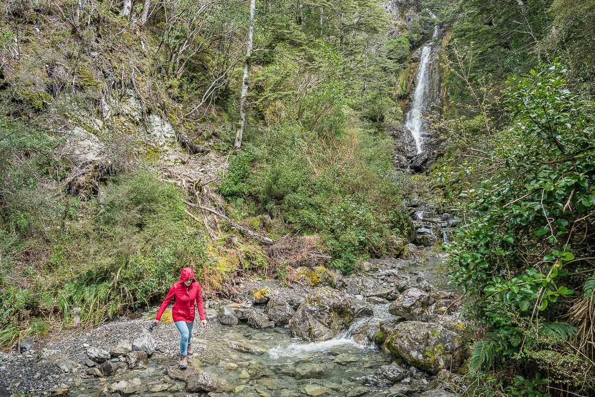 hiking waterfall arthurs pass nz