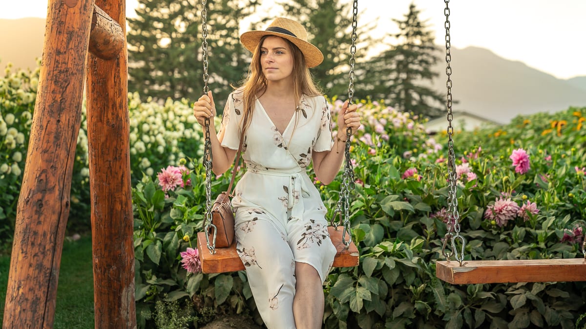 Sitting amongst flowers