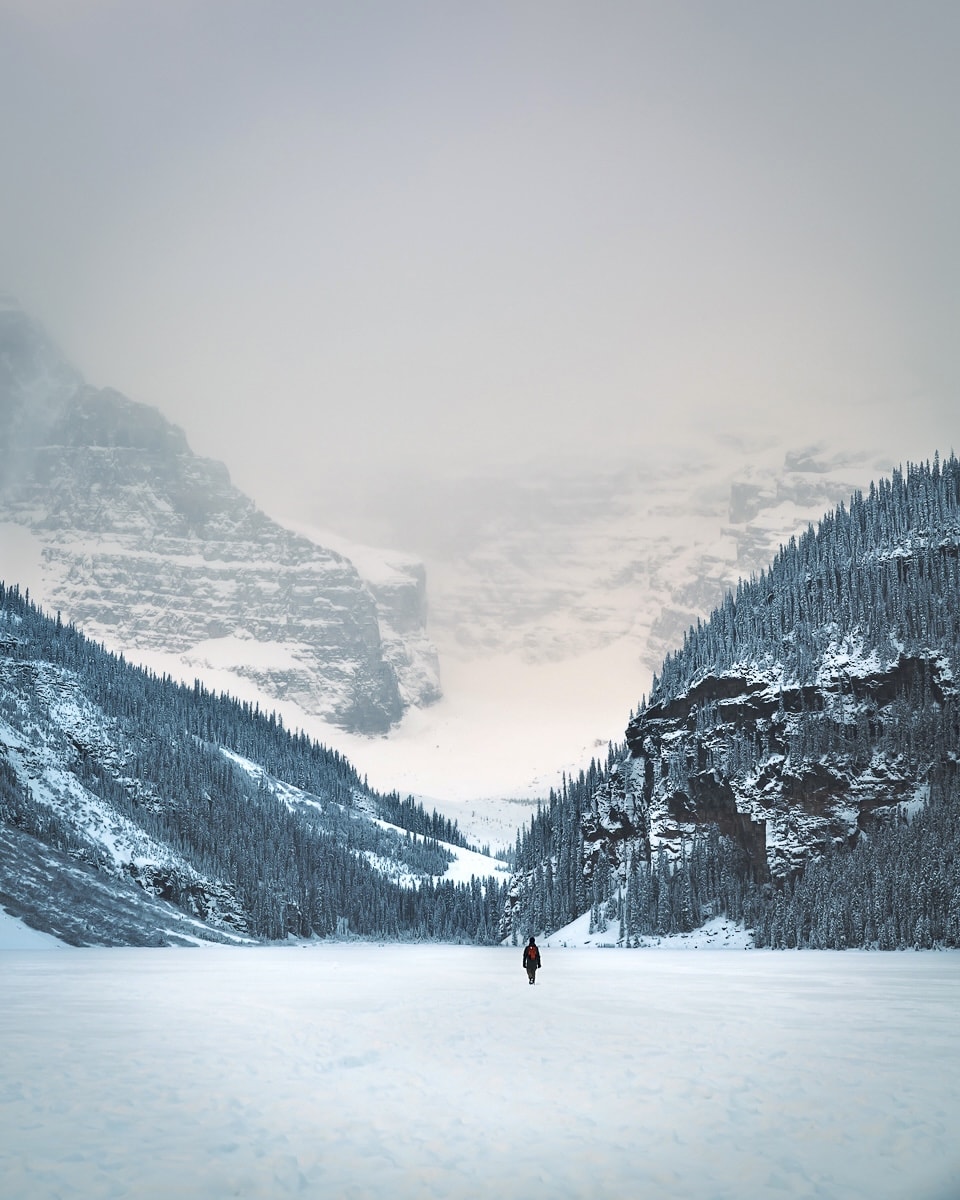 Walking on Frozen Lake Louise