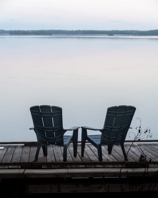 Bowerbird stays beach camp sioux narrows blue hour dock