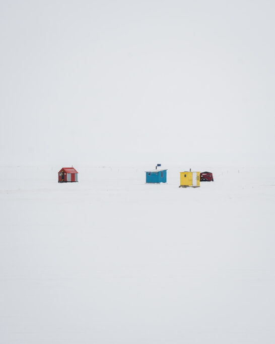 Gimli ice fishng shacks on the lake
