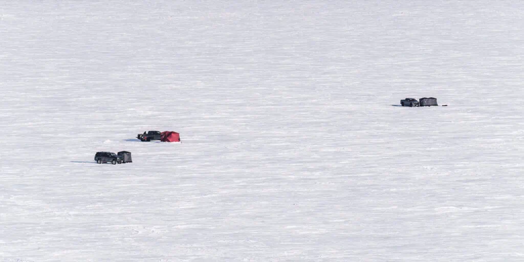 Lake Winnipeg Hecla Island ice fishing shacks