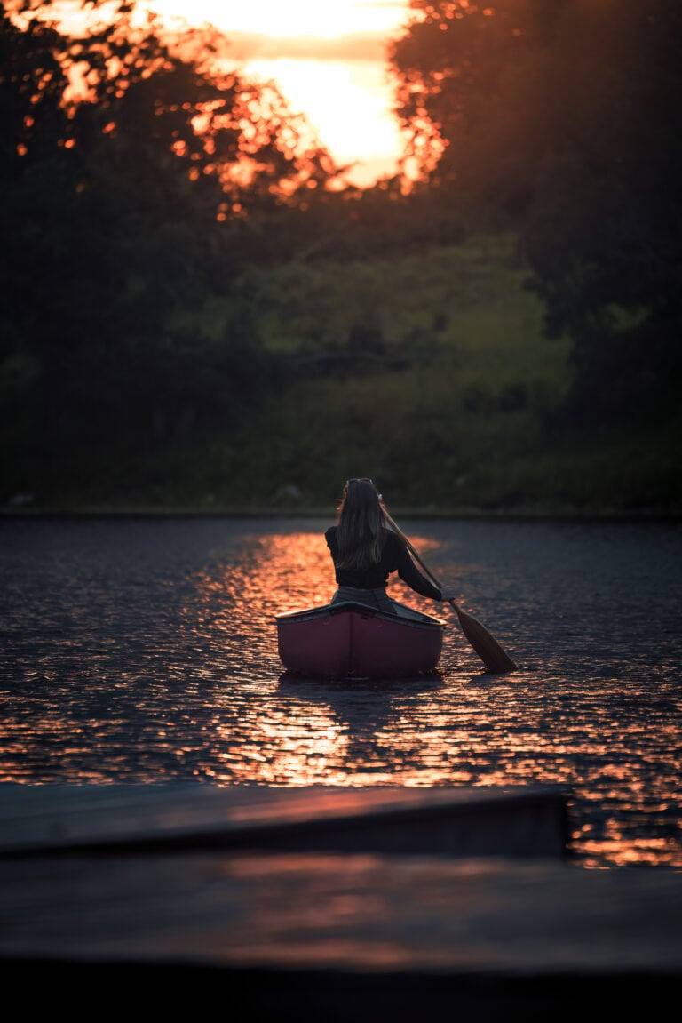 Kenora Wild Woods Hideaway Canoe at sunset