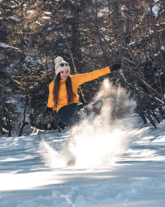 Playing in the snow on Clear Lake Manitoba